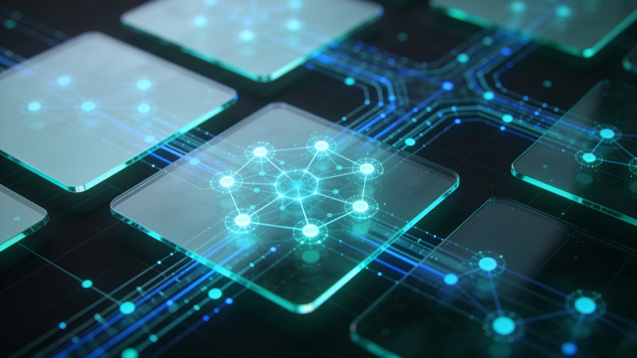 Abstract AI agent workflow visualization